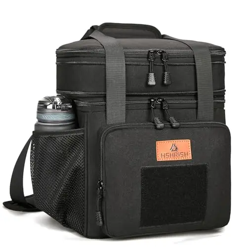 HSHRISH black expandable lunch box with dual compartments