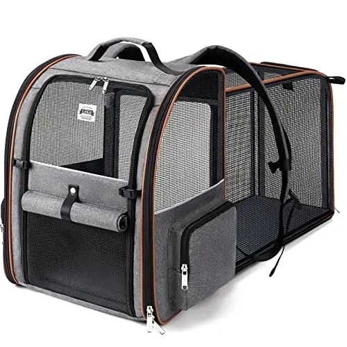 Lekebobor extra large expandable cat backpack carrier with mesh windows