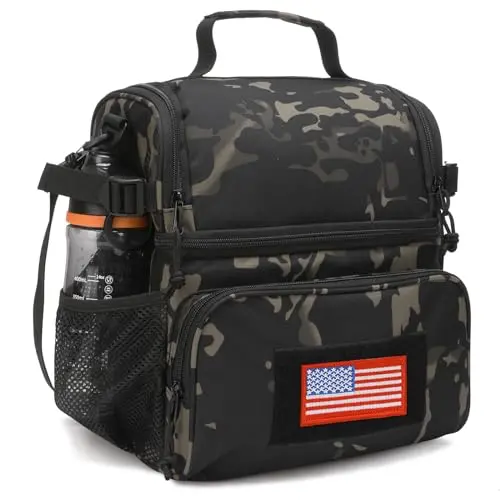 ATRIPACK camo-black tactical lunch bag with dual compartments