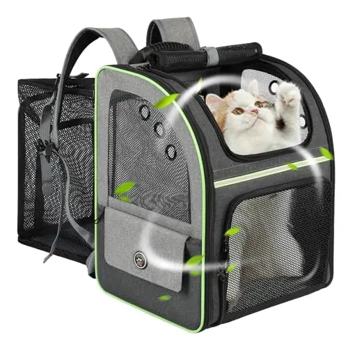 Worfty expandable cat carrier backpack with multiple pockets