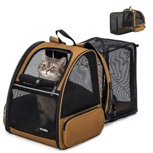 Petdiwoo expandable cat backpack with full mesh ventilation
